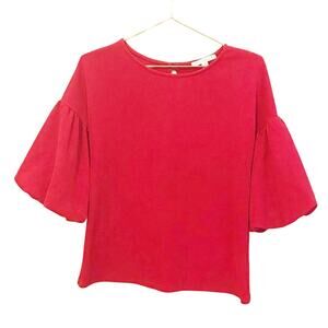 Green Envelope LA Red Bubble Sleeve Top - Size XS